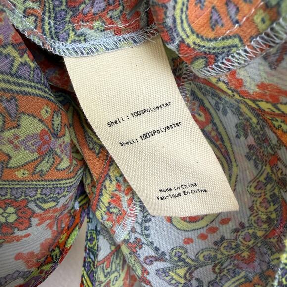 L'Agence Pixie Bohemian Blouse Womens Small Paisley Long Sleeve Boho Cinch Tie - Picture 11 of 11